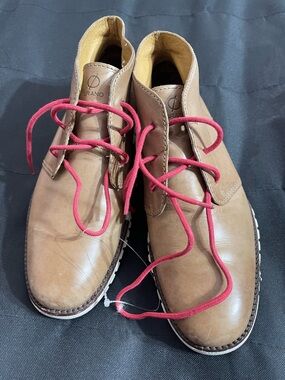 Cole Haan Tan Leather Chukka Boots with Red Laces
